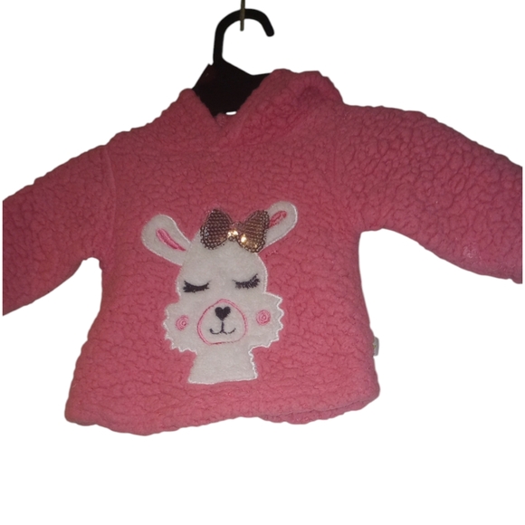 Toddler girl Sherpa fleece hoodie llamb 🦙 ears pullover size 0-3months - Picture 3 of 7